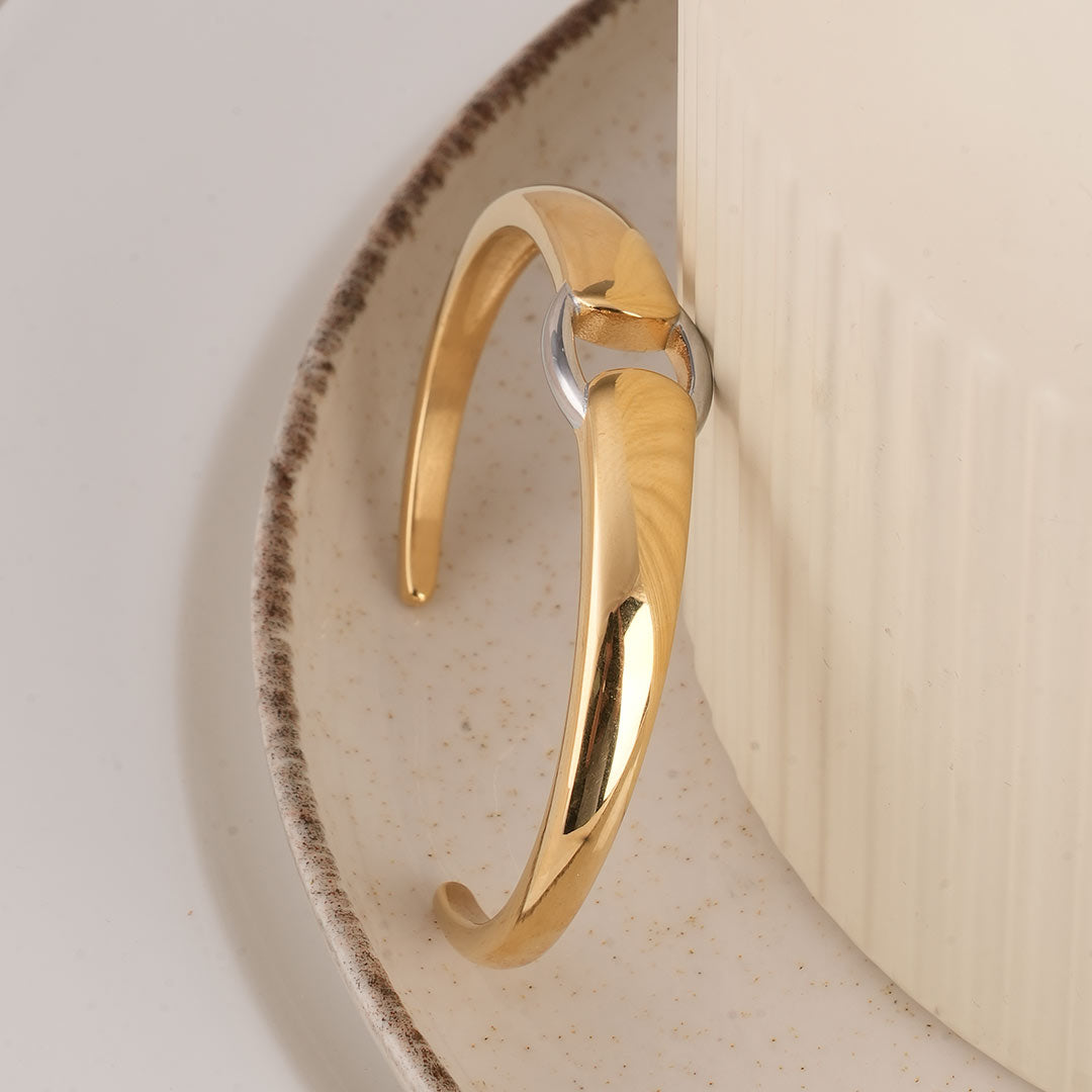 Modern Bi-Metal Cuff Bracelet