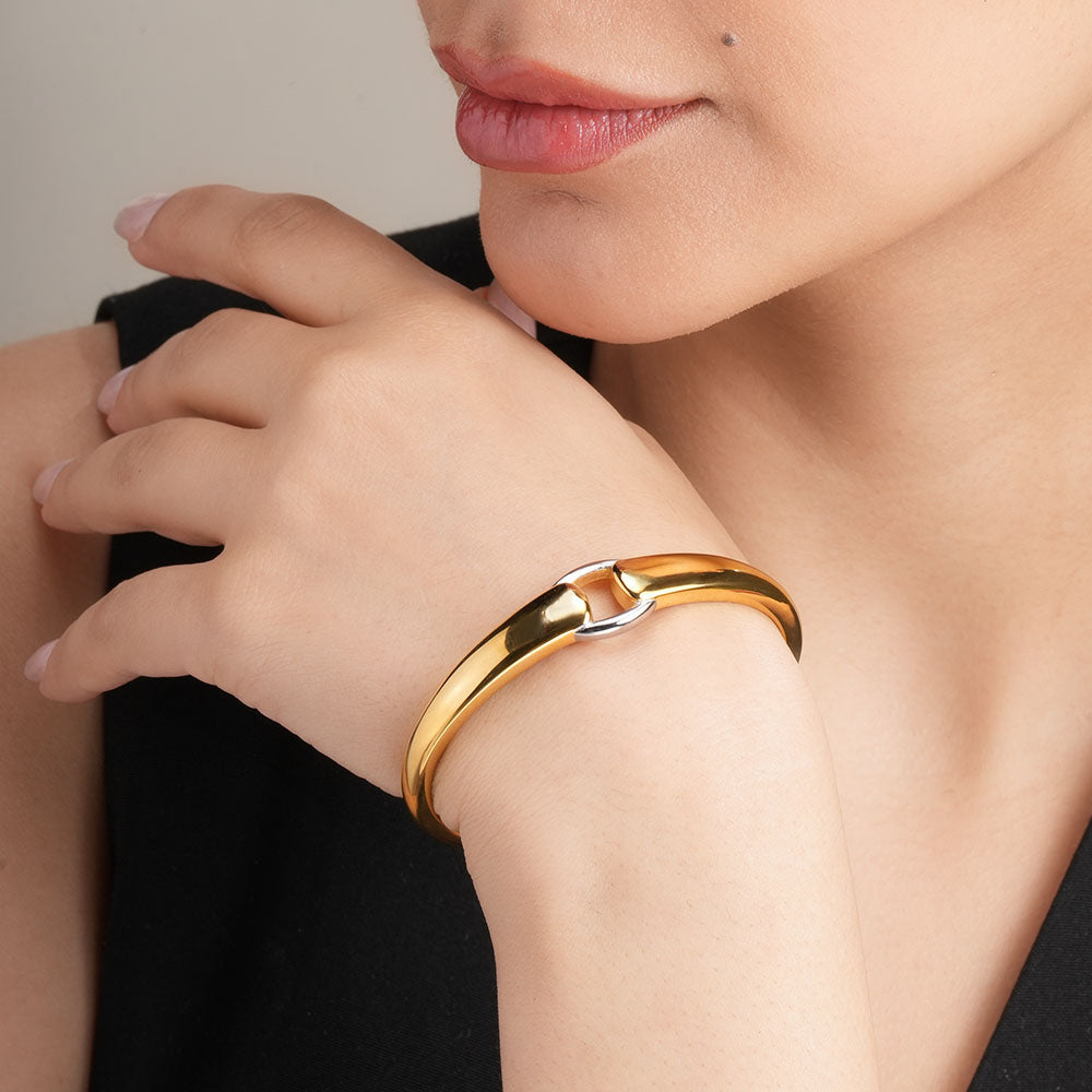 Modern Bi-Metal Cuff Bracelet