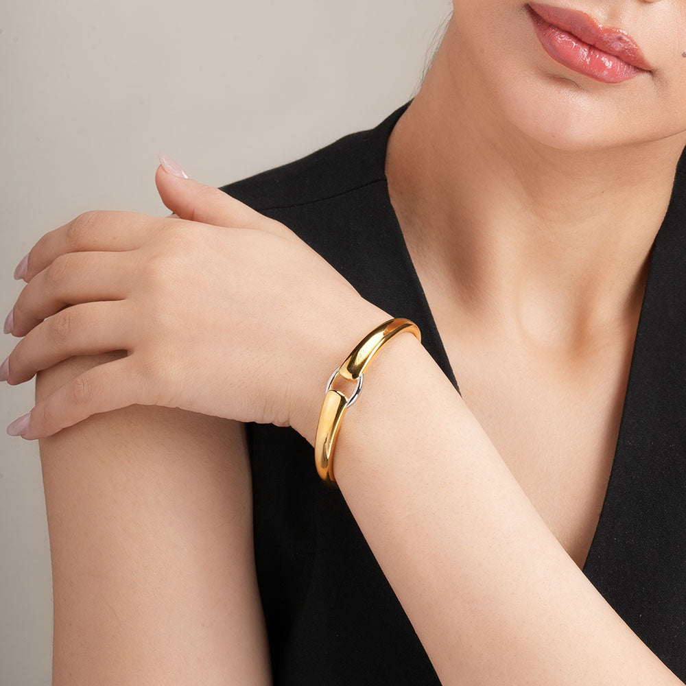 Modern Bi-Metal Cuff Bracelet
