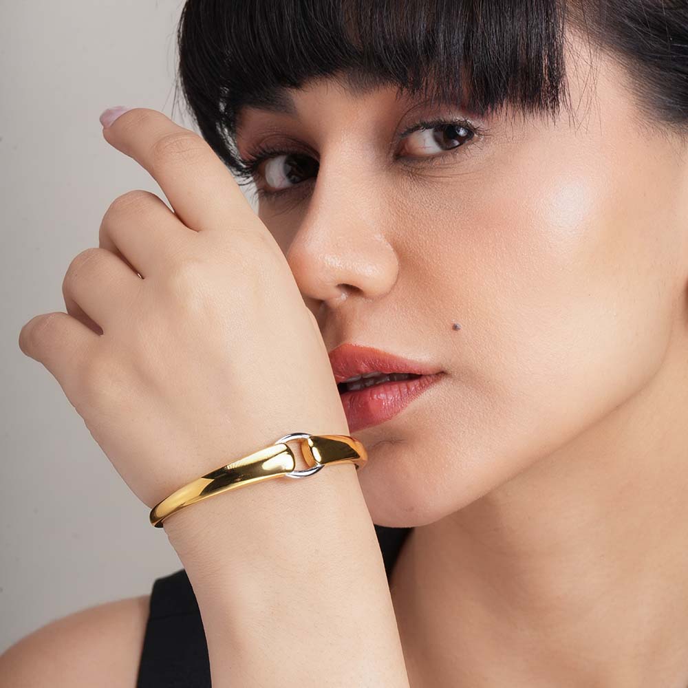 Modern Bi-Metal Cuff Bracelet