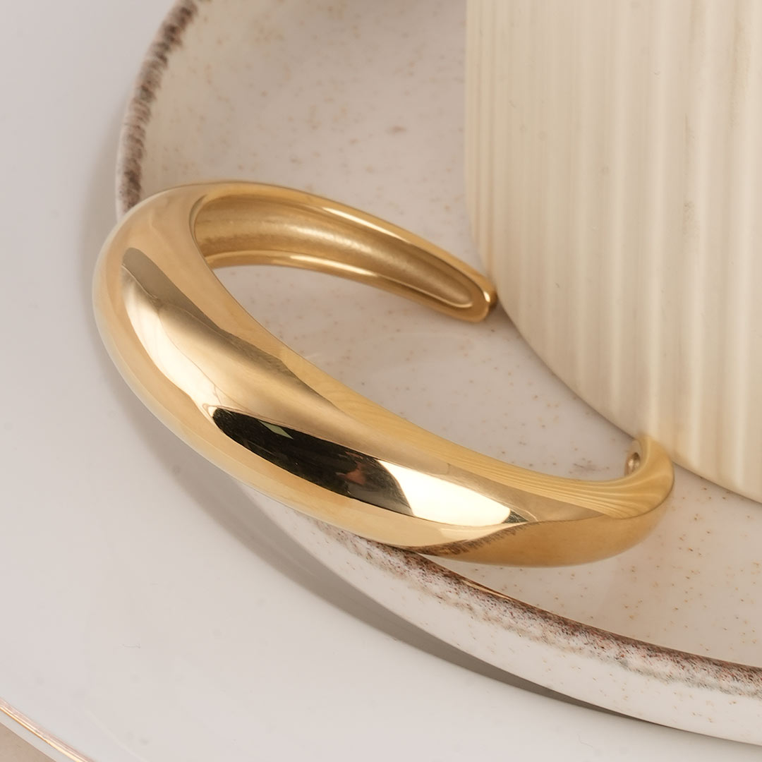 Plain Gold Stackable Cuff Bracelet
