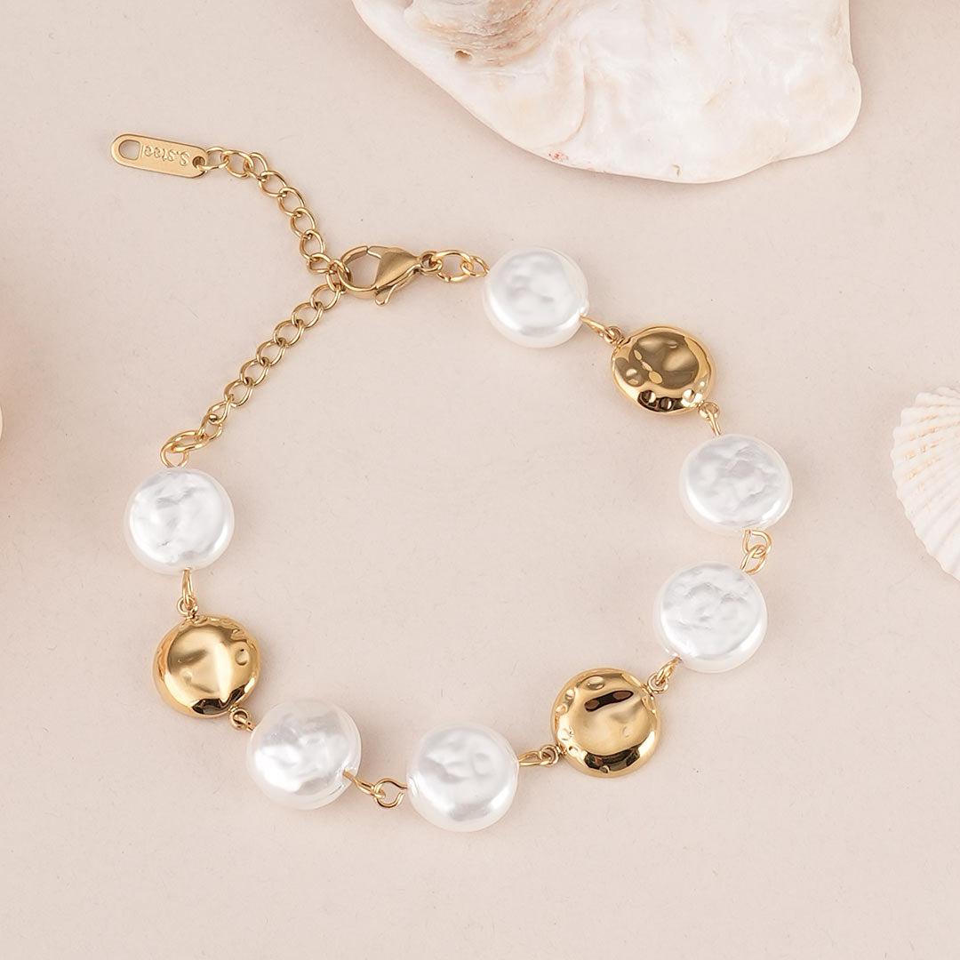 Flat Pearl Ball Chain Bracelet