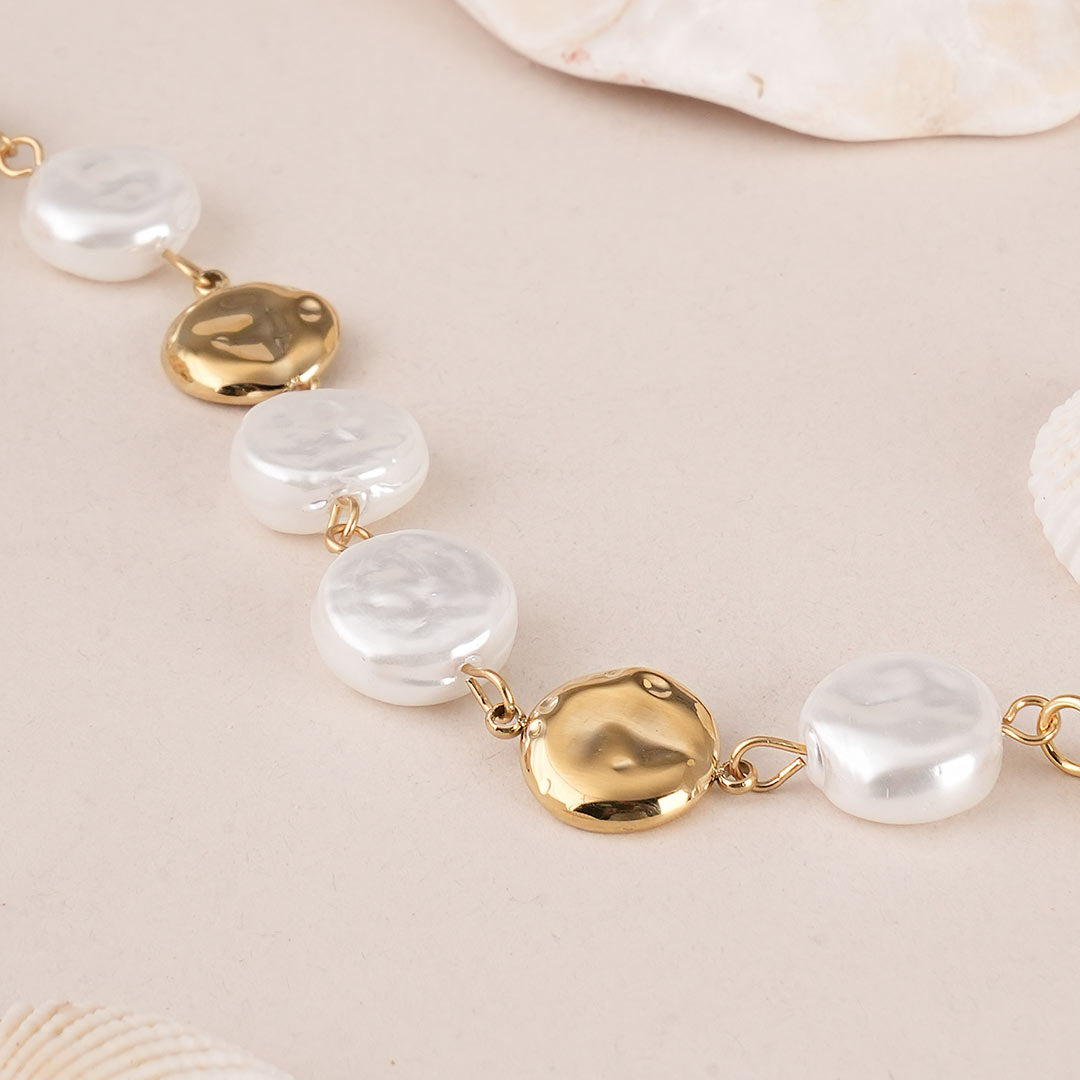 Flat Pearl Ball Chain Bracelet