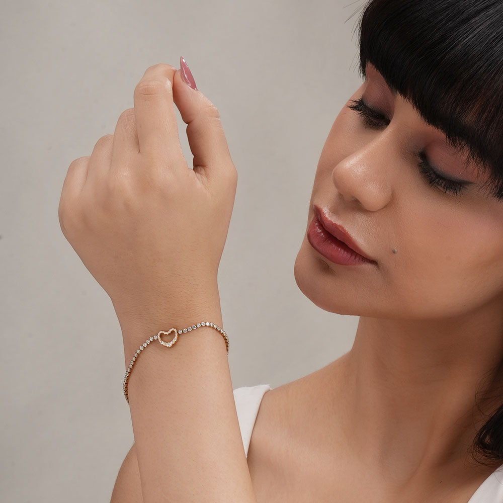 Heart Diamond Chain Bracelet