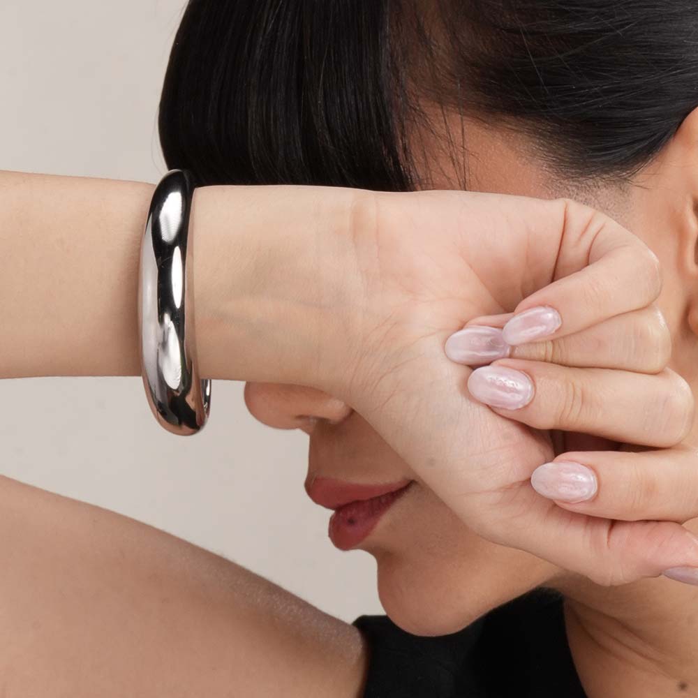 Plain Silver Stackable Cuff Bracelet