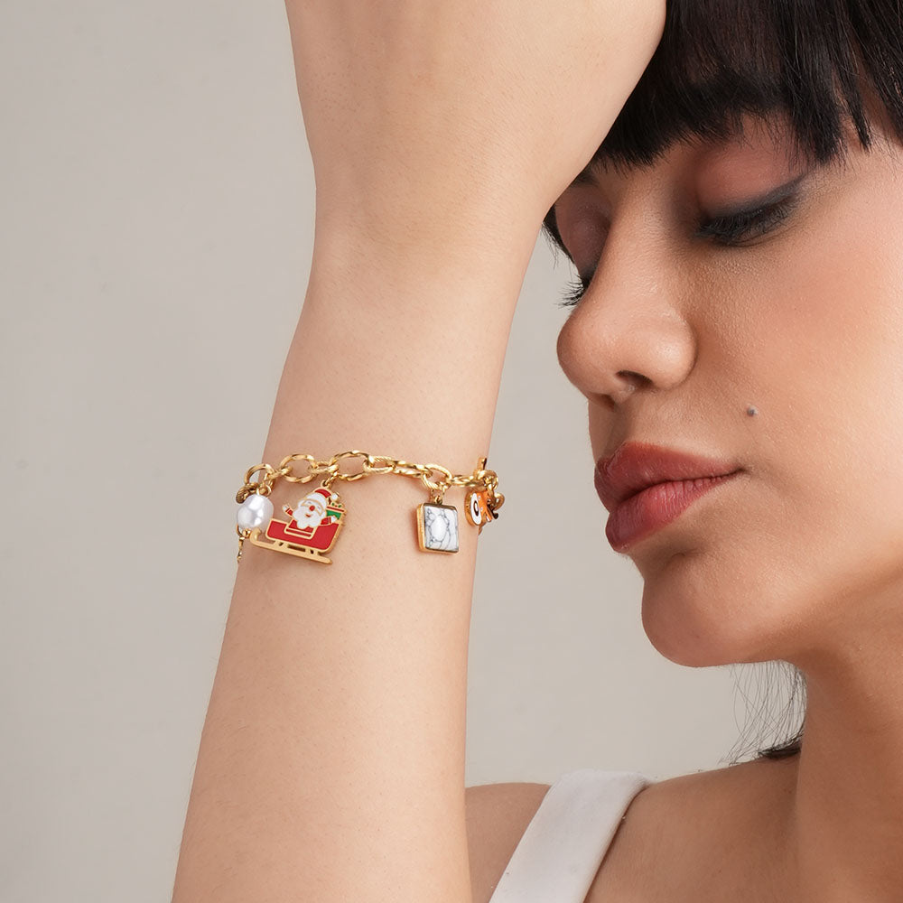 Christmas Santa Claus Charm Bracelet