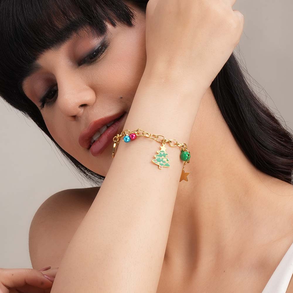 Christmas Charm Golden Bracelet