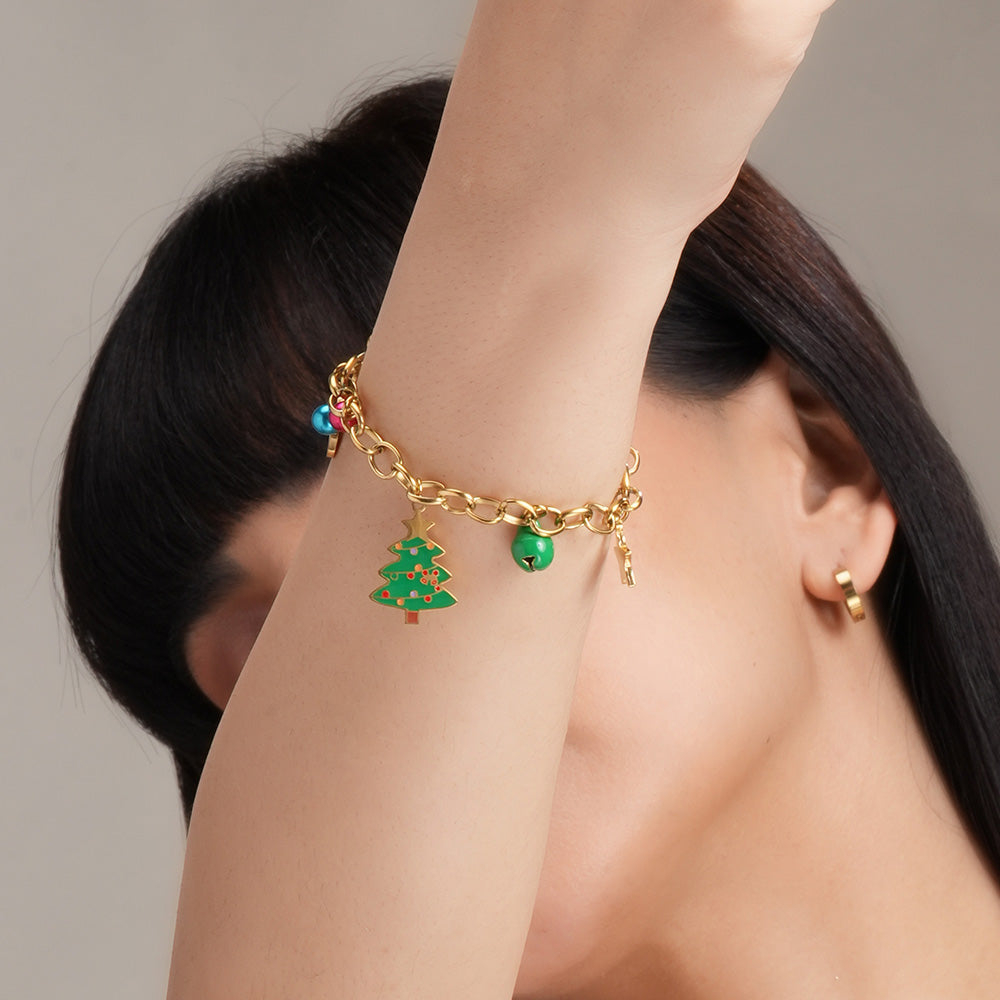 Christmas Charm Golden Bracelet