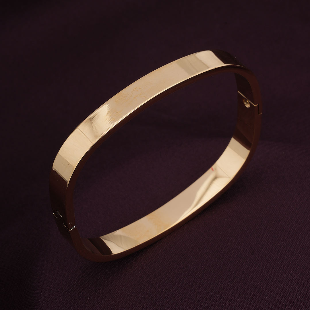 Plain Gold Cubic Bangle Bracelet