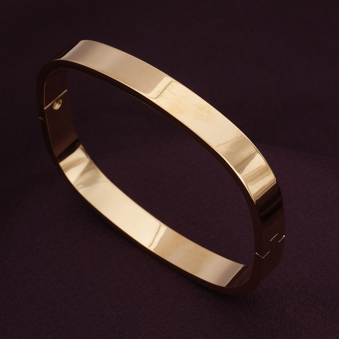 Plain Gold Cubic Bangle Bracelet