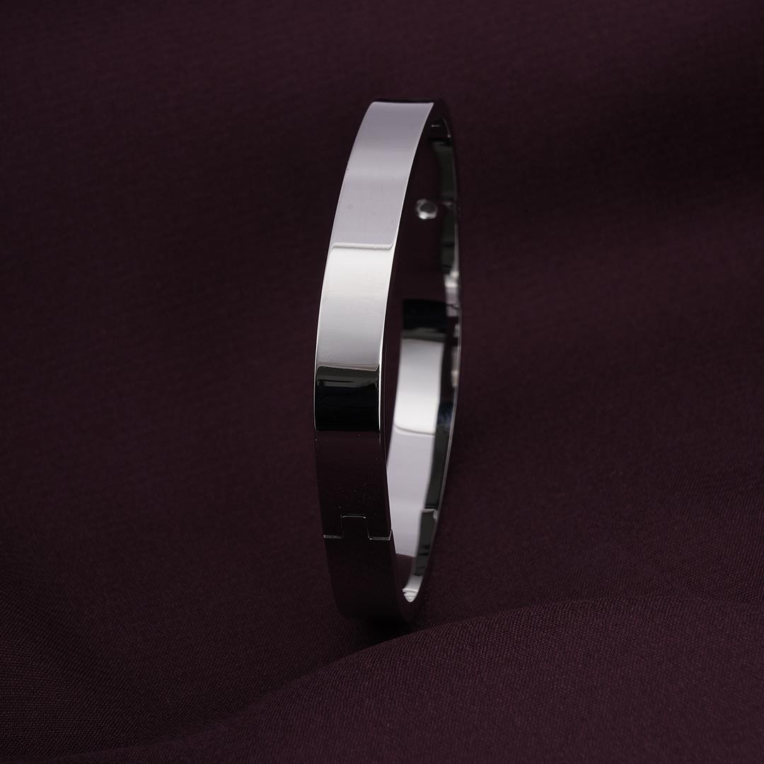Plain Silver Cubic Bangle Bracelet