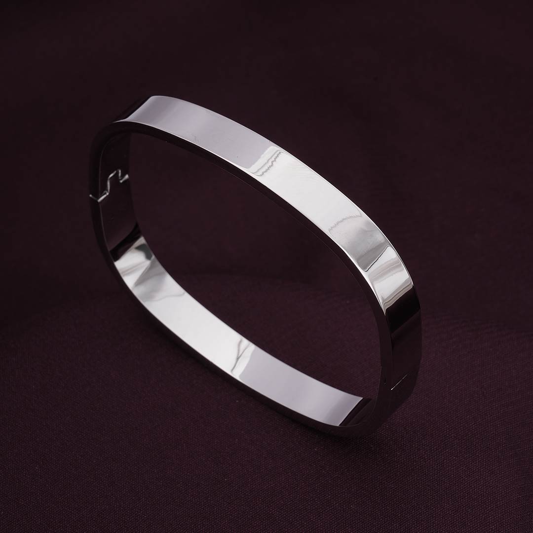 Plain Silver Cubic Bangle Bracelet