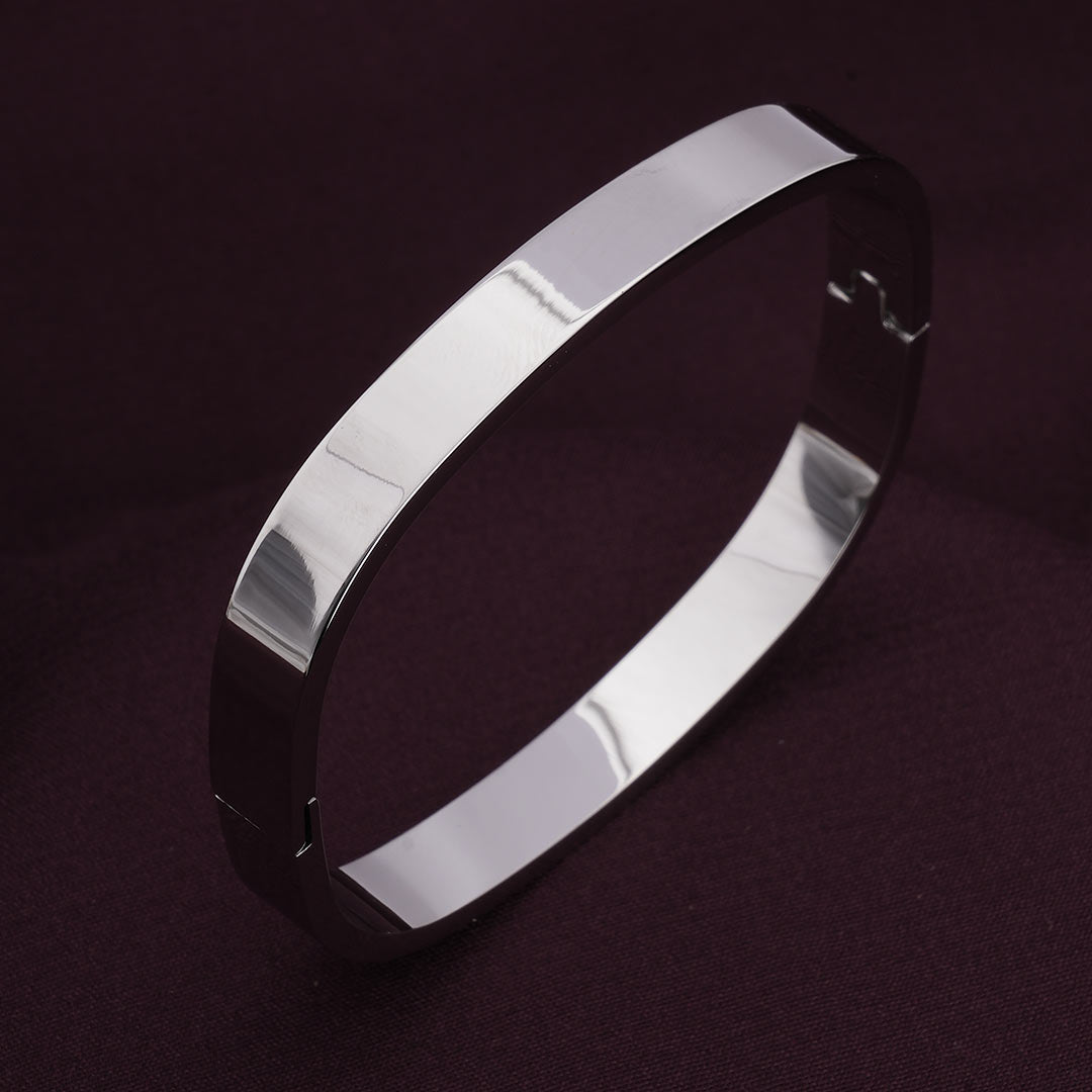 Plain Silver Cubic Bangle Bracelet