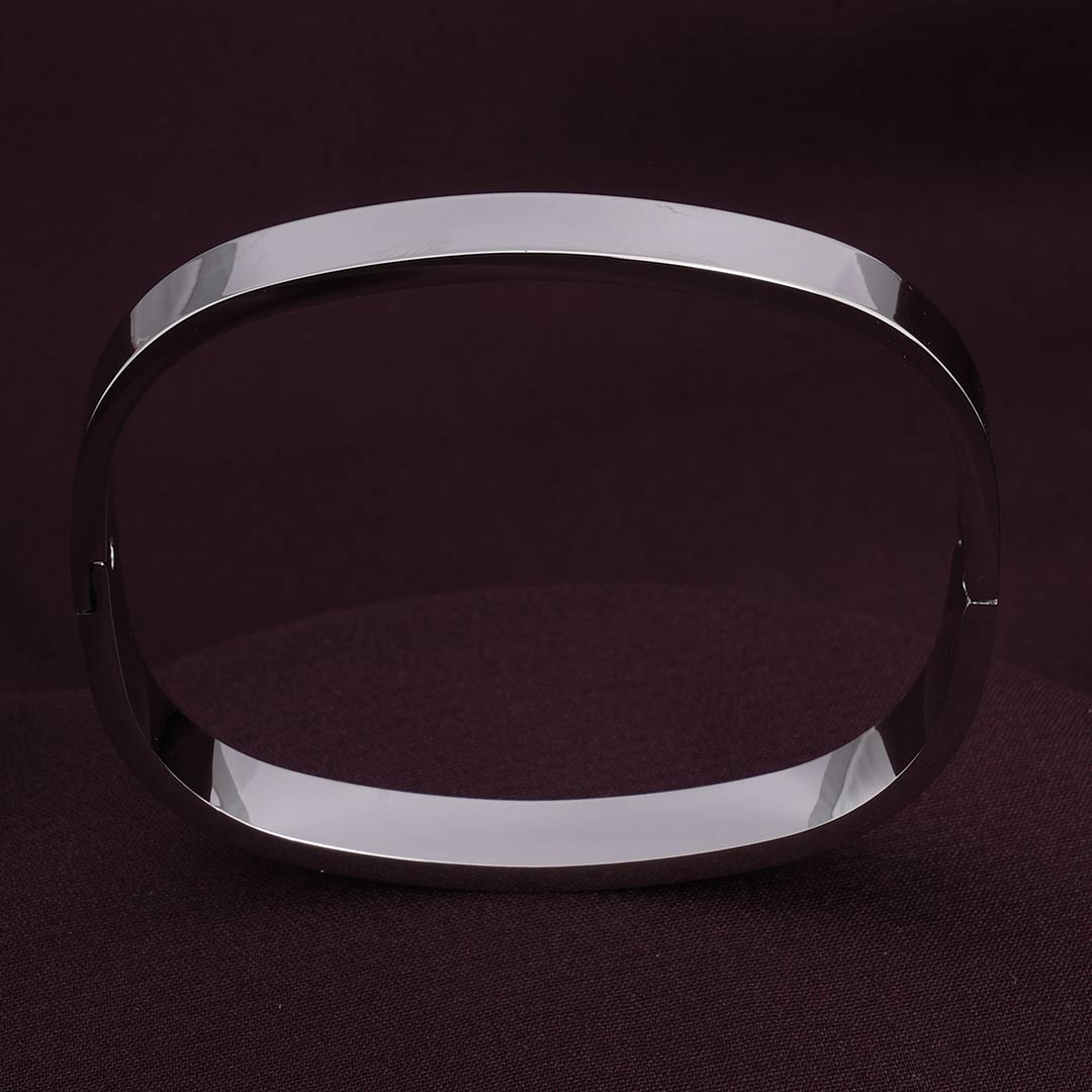 Plain Silver Cubic Bangle Bracelet