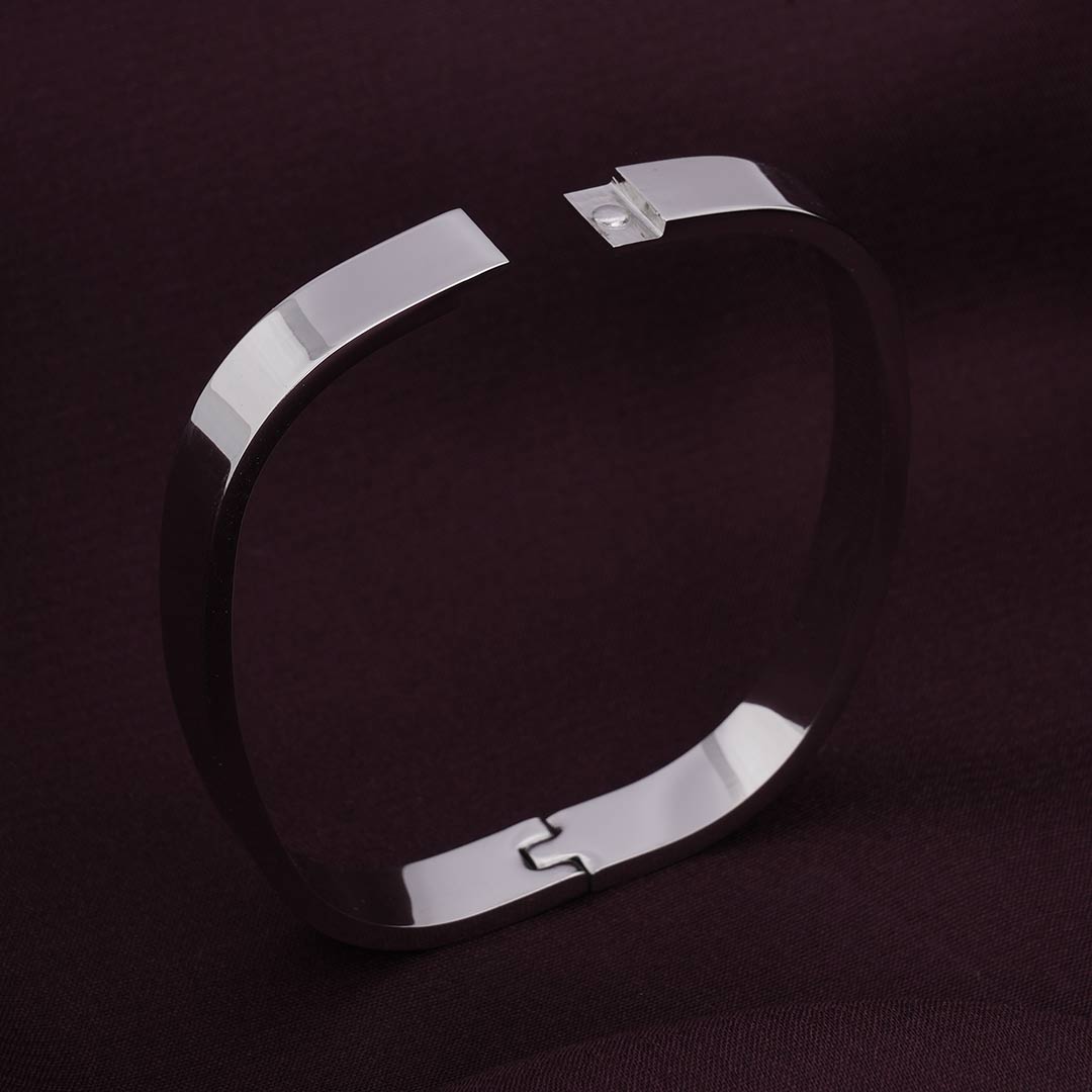Plain Silver Cubic Bangle Bracelet