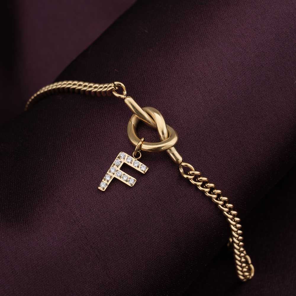 Gold Initial "F" Toggle Bracelet