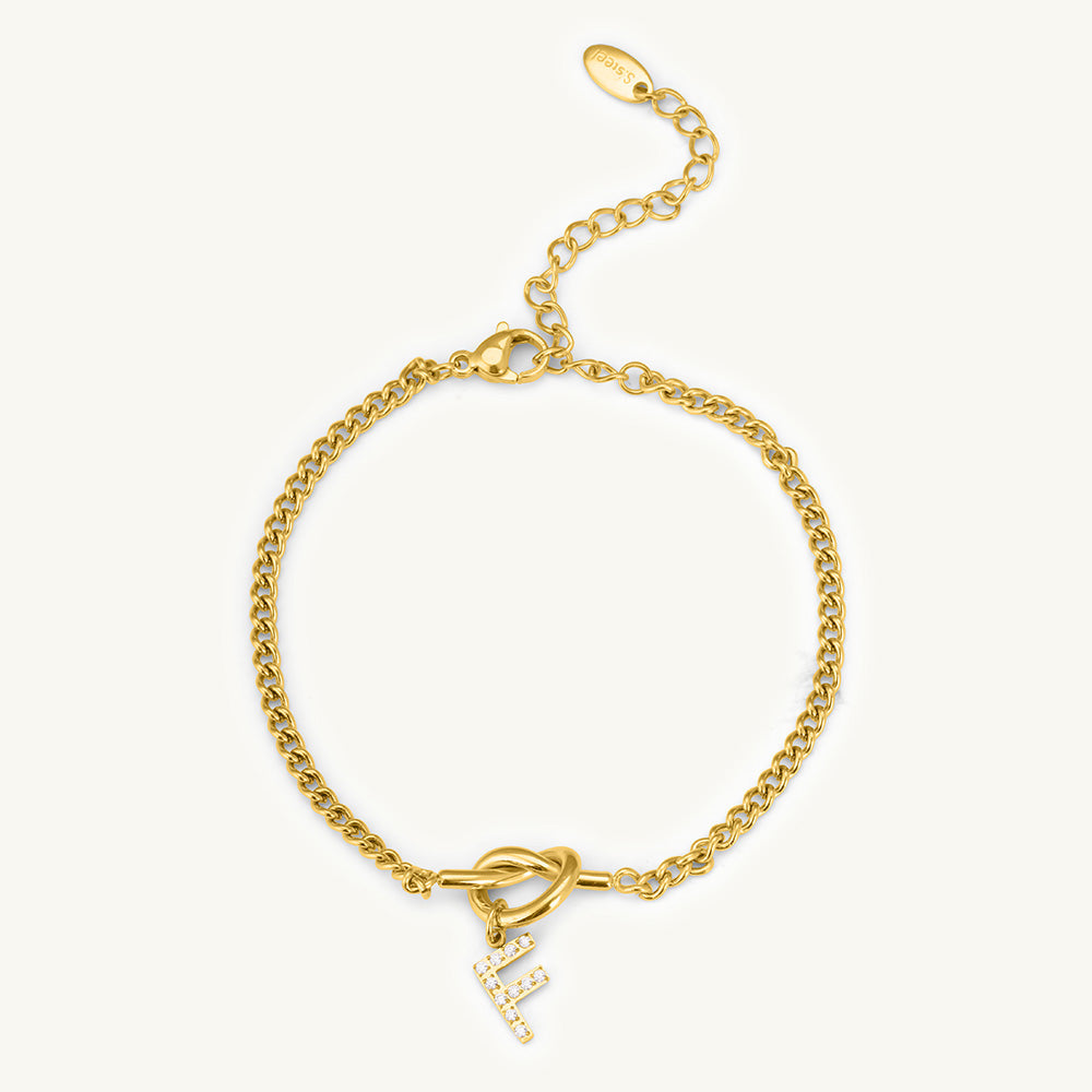 Gold Initial "F" Toggle Bracelet