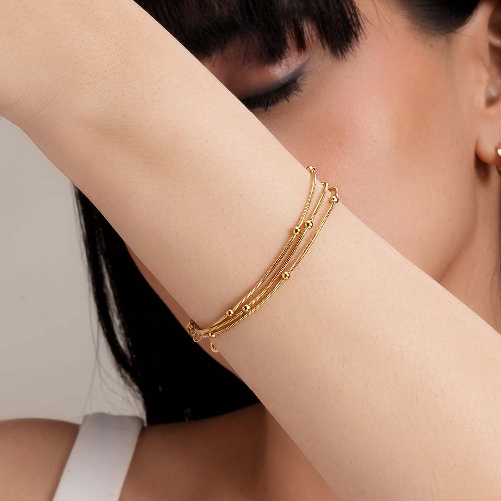 Gold Chain Bracelet with Beads