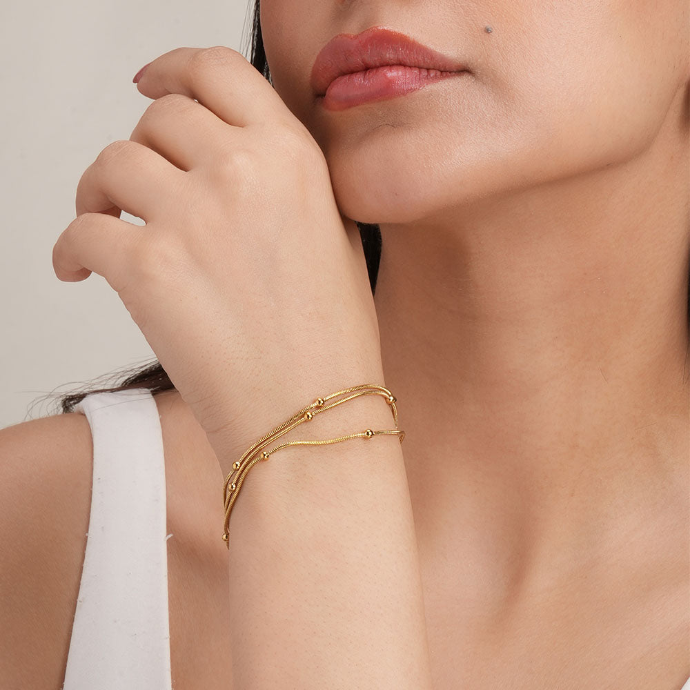 Gold Chain Bracelet with Beads