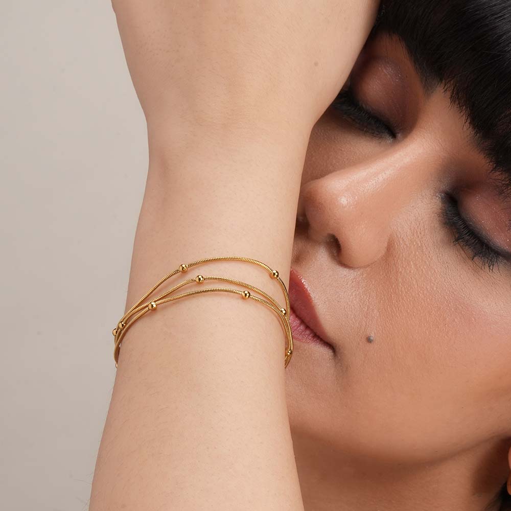 Gold Chain Bracelet with Beads