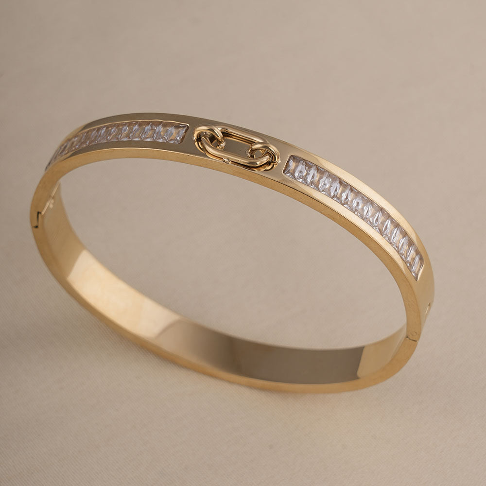 Gold Hinged Bangle Bracelet