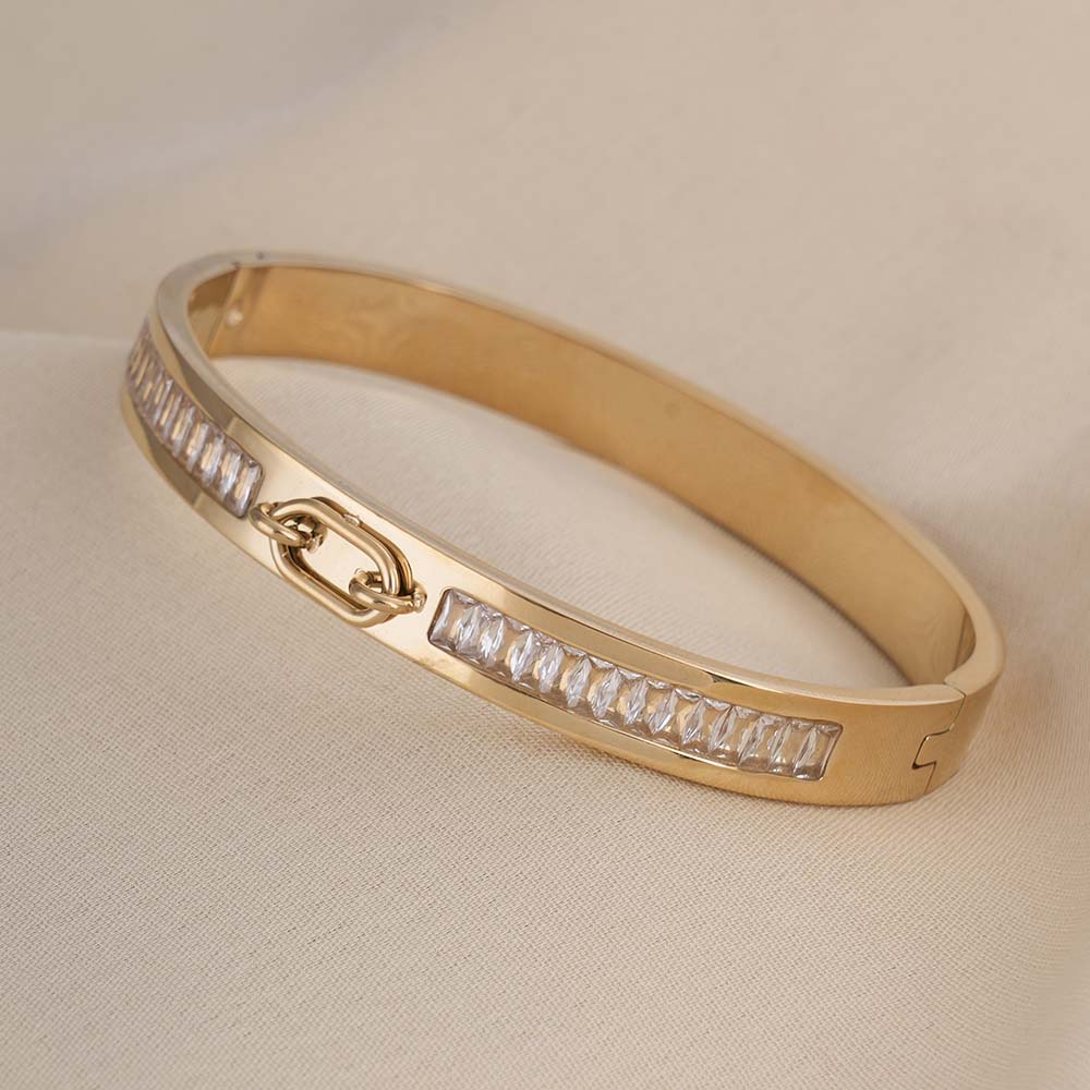 Gold Hinged Bangle Bracelet