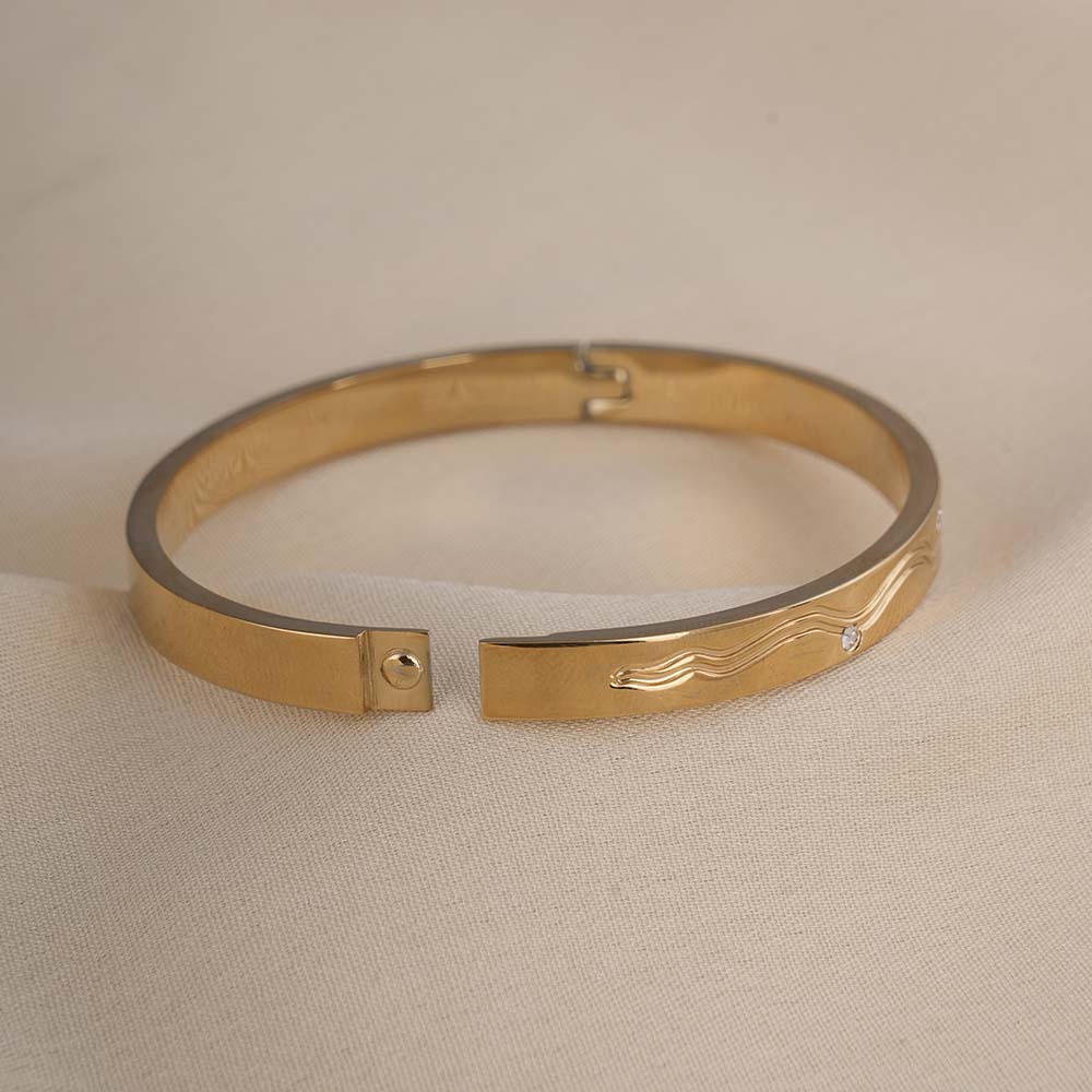 Stone Accented Gold Bangle Bracelet