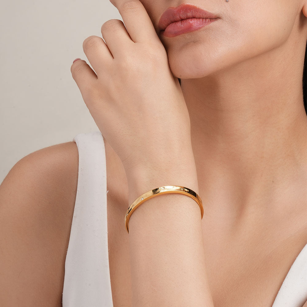 Stone Accented Gold Bangle Bracelet