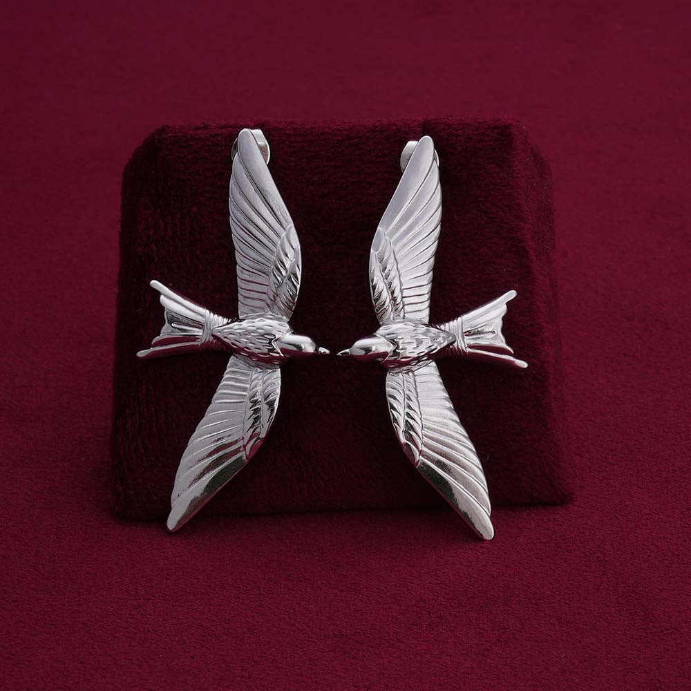 Winged Grace Silver Drop Earrings