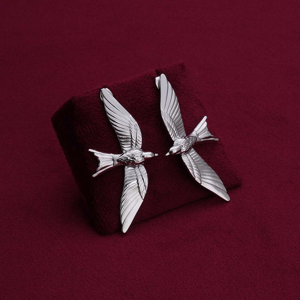 Winged Grace Silver Drop Earrings