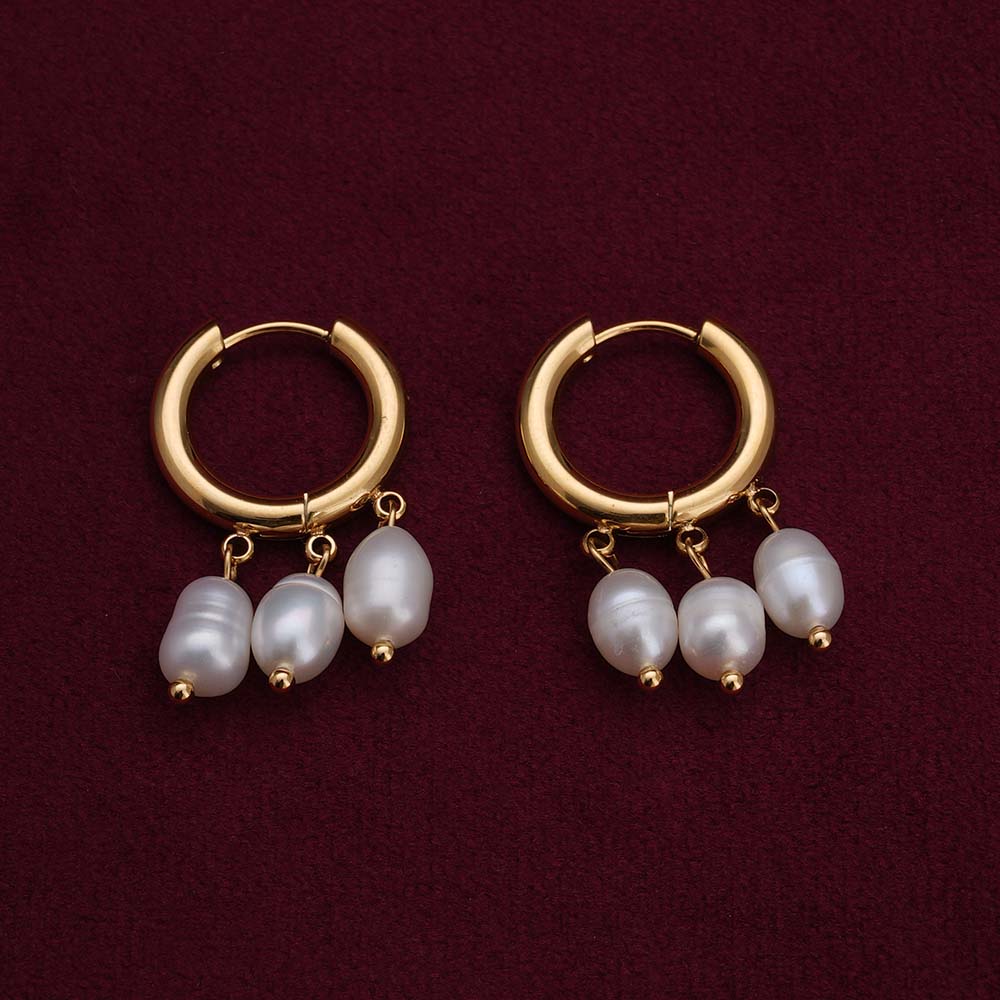 Simple Pearl Hoop Earrings