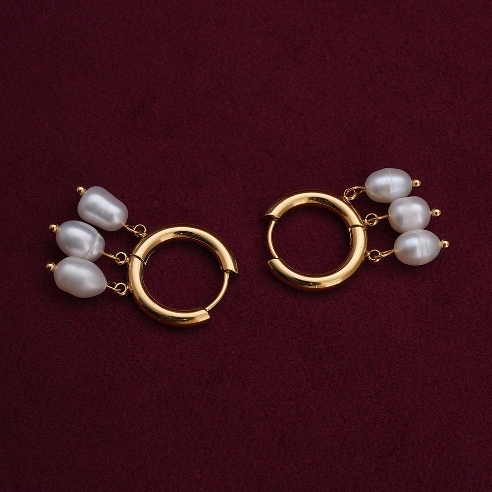 Simple Pearl Hoop Earrings