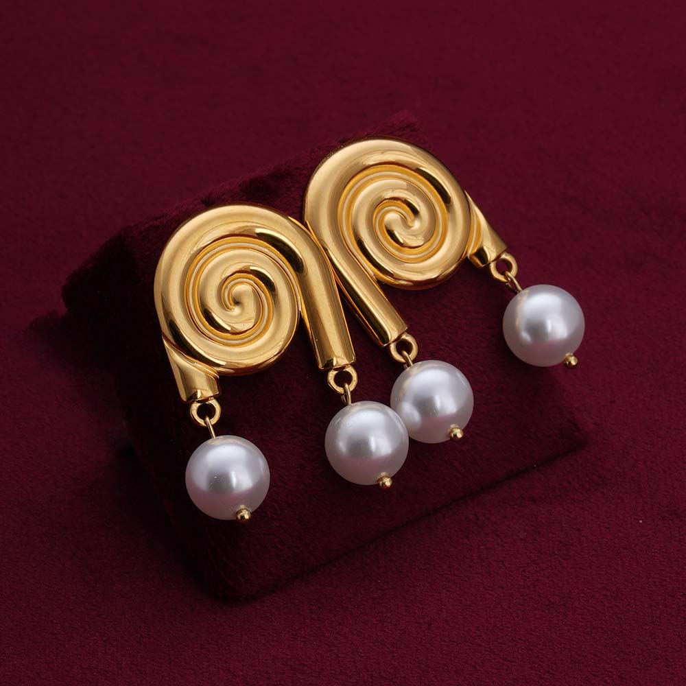 Smooth Conch Imitation Pearl Drop Earrings