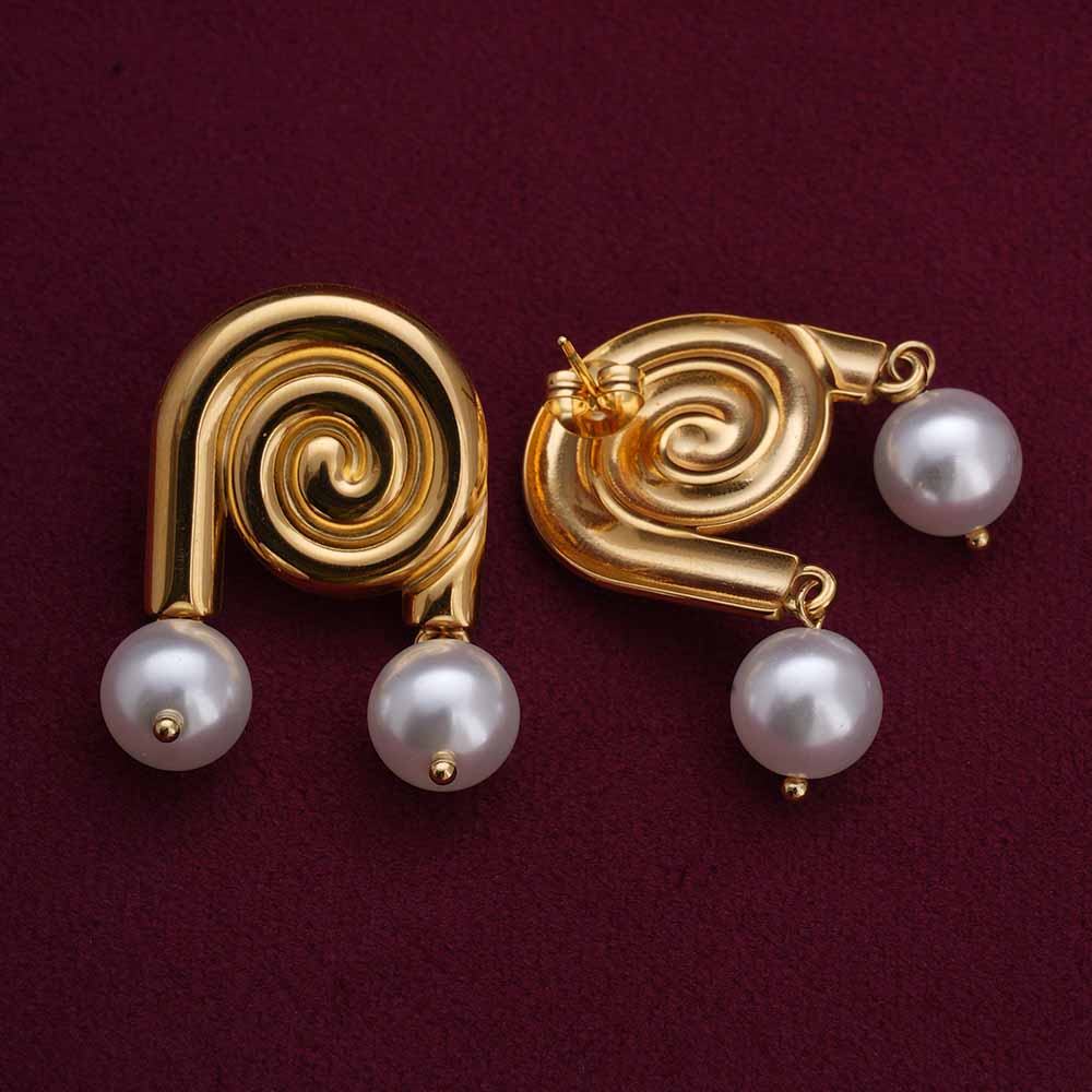 Smooth Conch Imitation Pearl Drop Earrings
