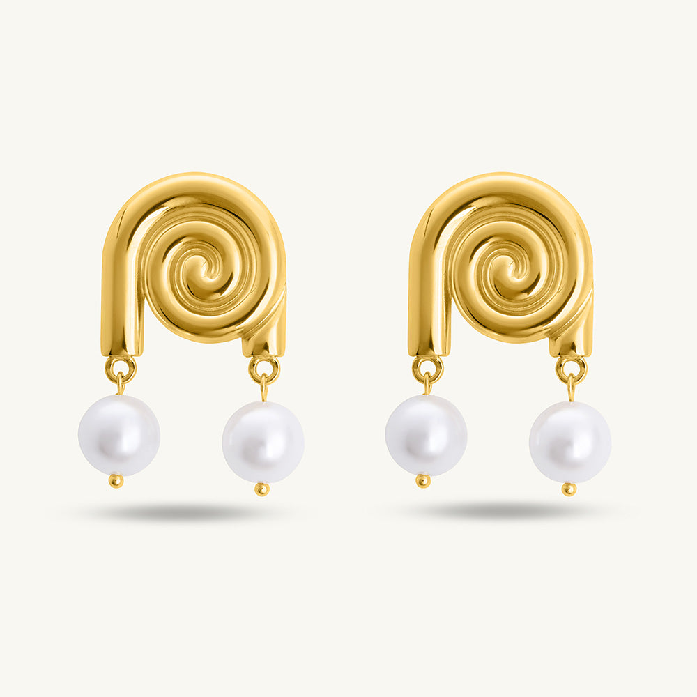 Smooth Conch Imitation Pearl Drop Earrings