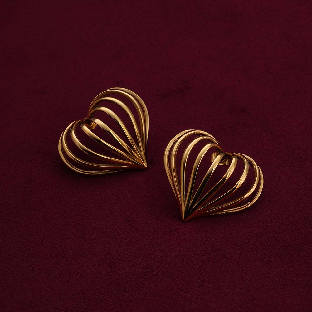Simple Love Shaped Hollow Lines Stud Earrings