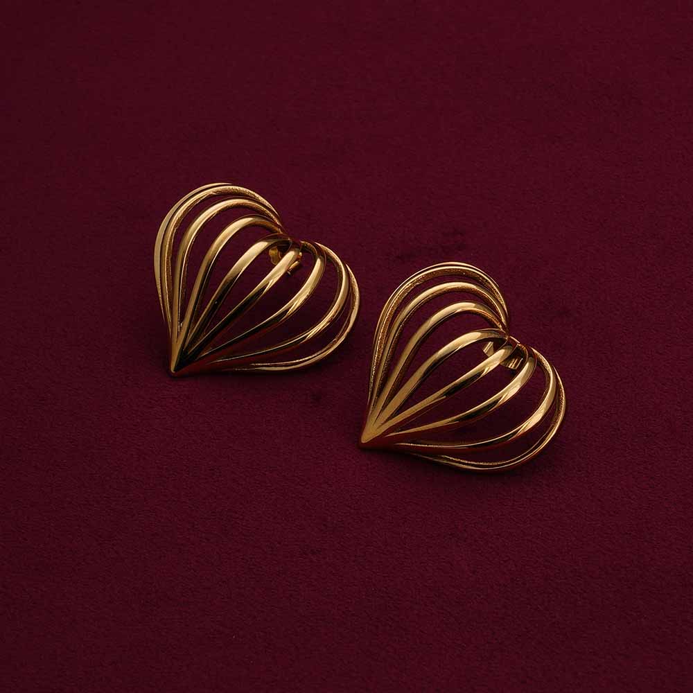 Simple Love Shaped Hollow Lines Stud Earrings