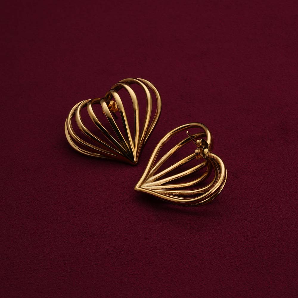Simple Love Shaped Hollow Lines Stud Earrings