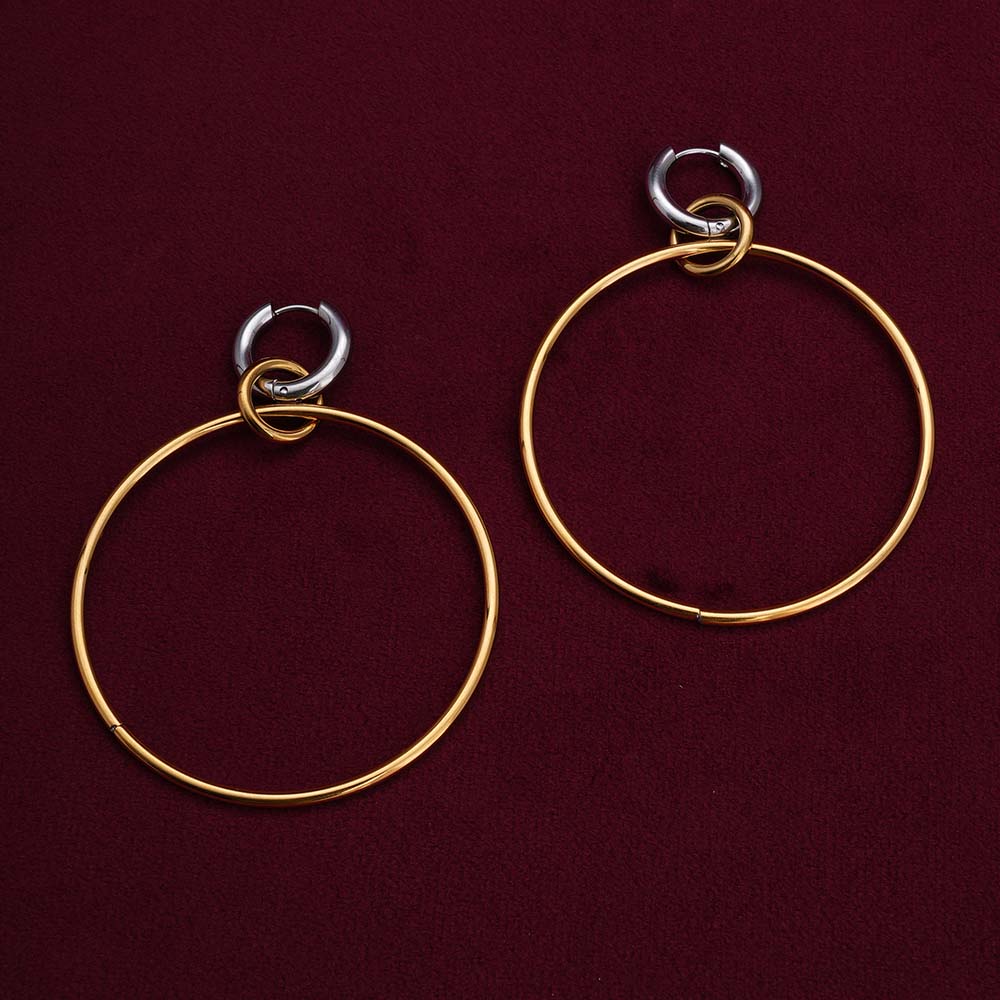 Unique Dual Tone Hoop Earrings