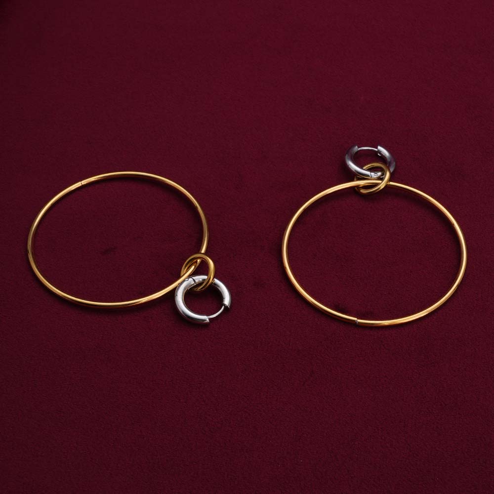 Unique Dual Tone Hoop Earrings