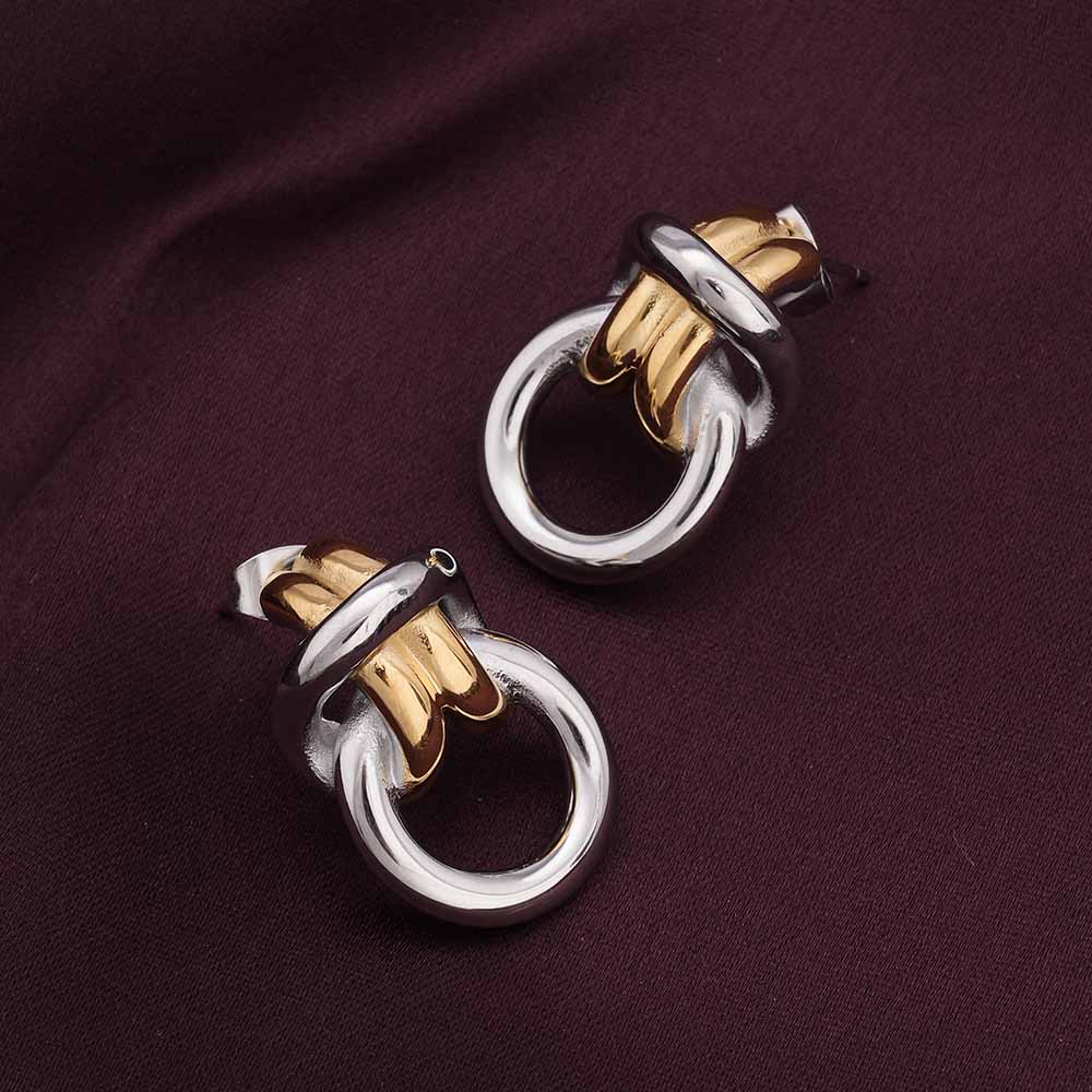 Knotted Gold Multicolored Stud Earring