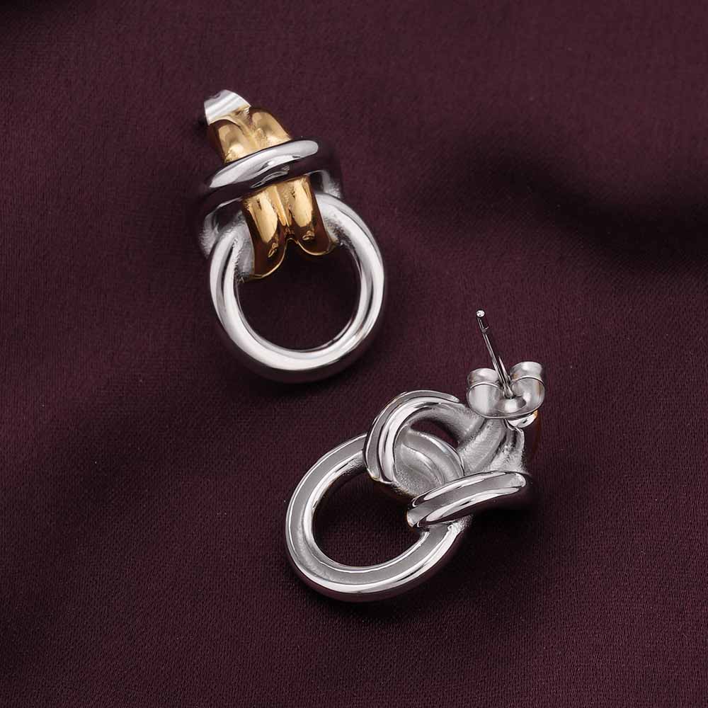 Knotted Gold Multicolored Stud Earring
