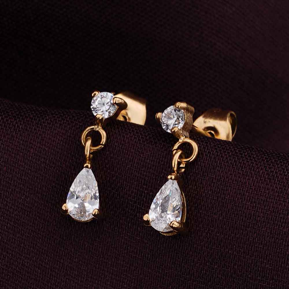 Golden Dewdrops Stud Earrings