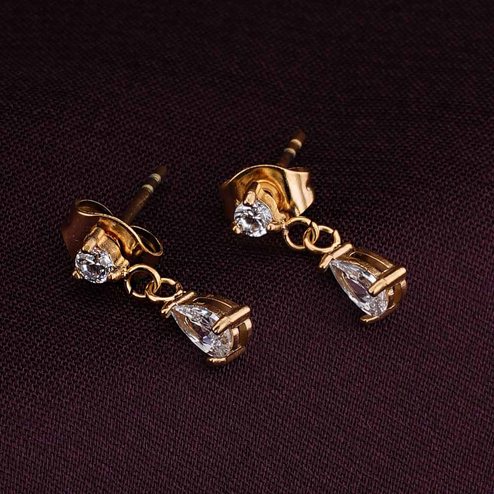 Golden Dewdrops Stud Earrings