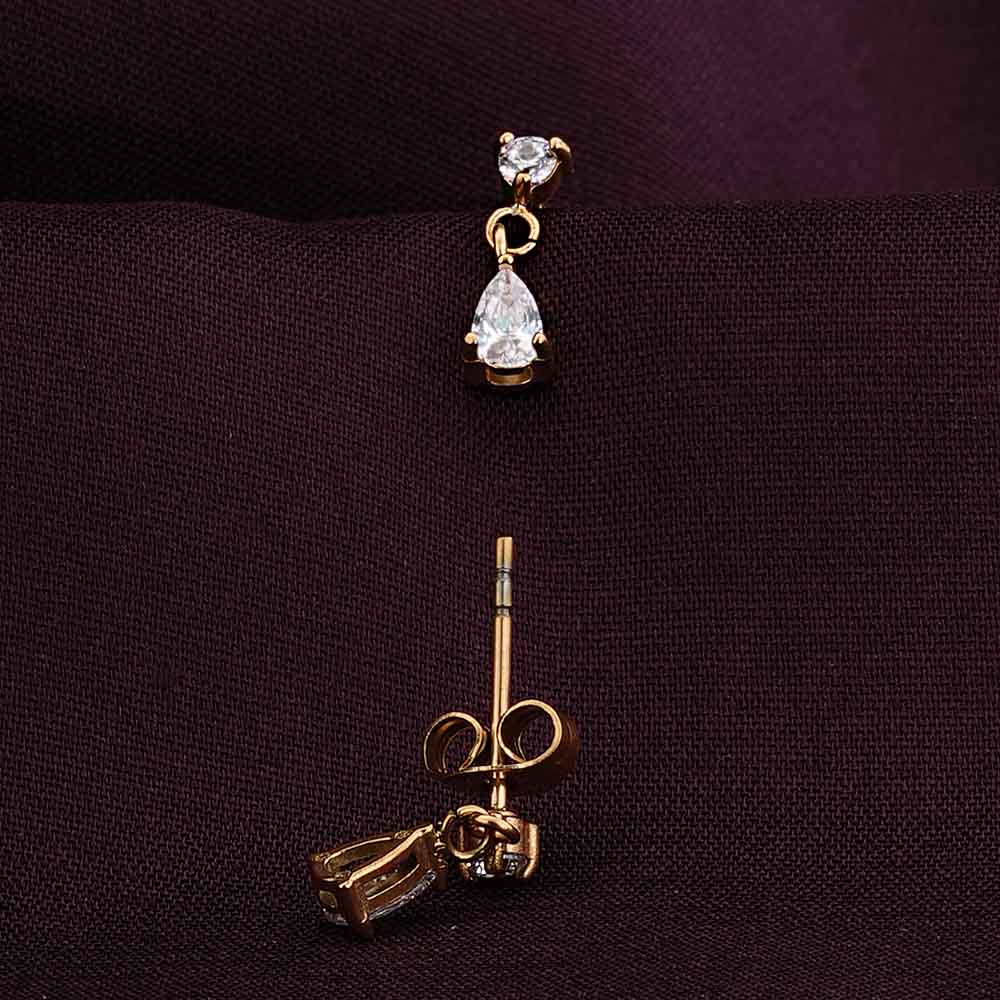 Golden Dewdrops Stud Earrings