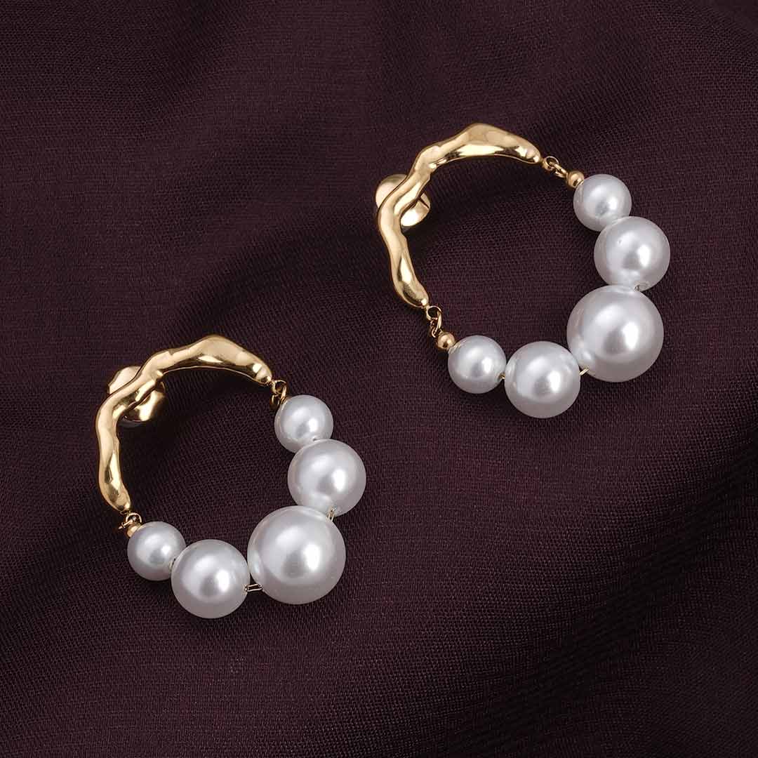Timeless Pearl Gold Hoop Earrings