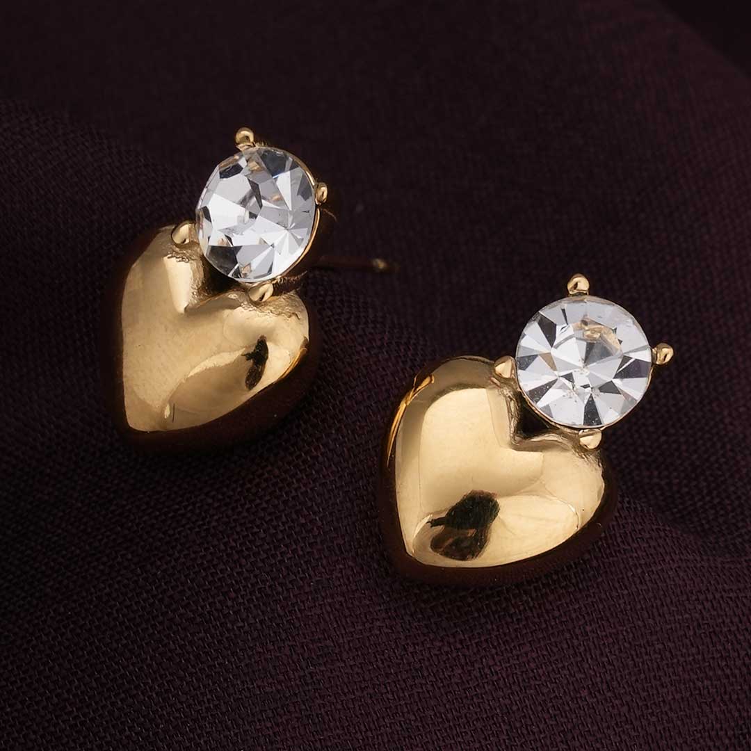 Heart Shape Single Stone Drop earrings