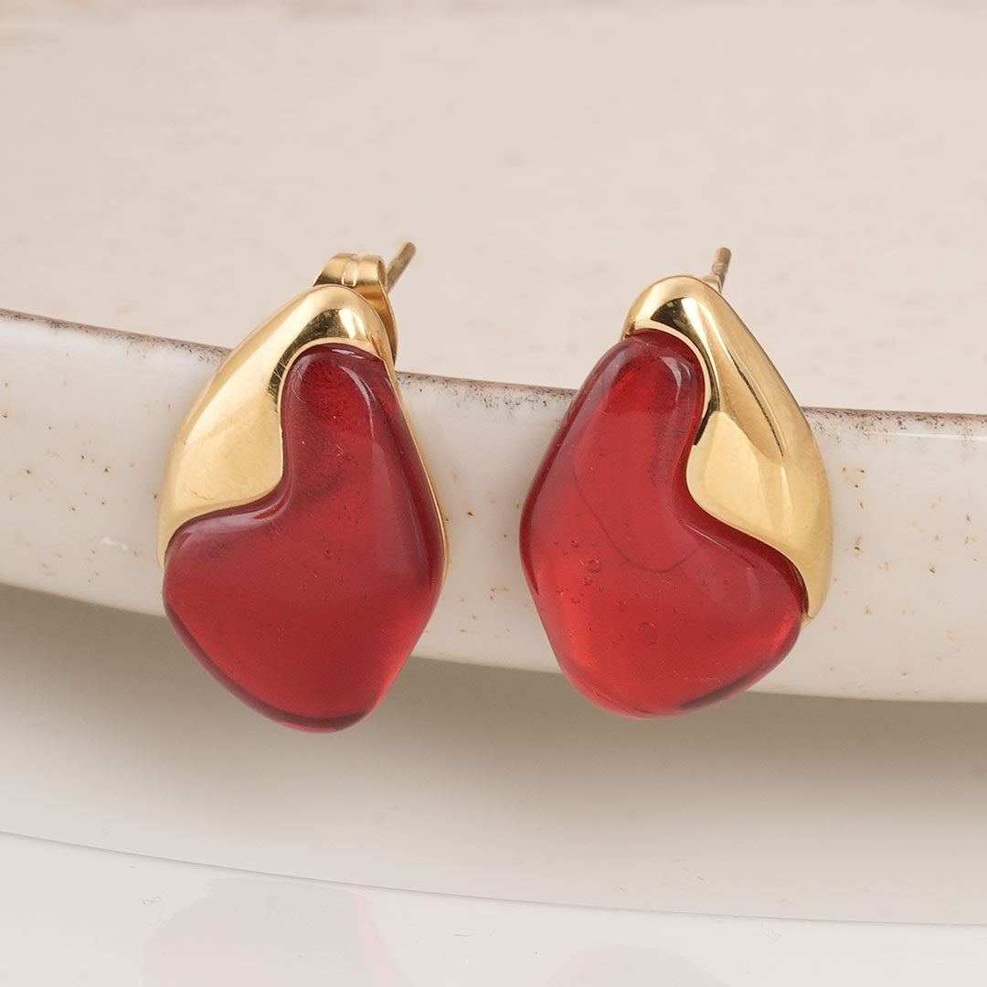 Red Carnelian Stud Earrings