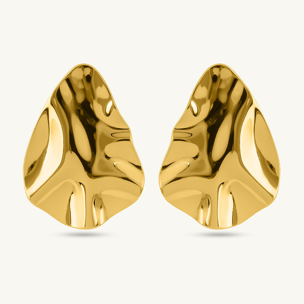 Golden Leaf Stud Earrings