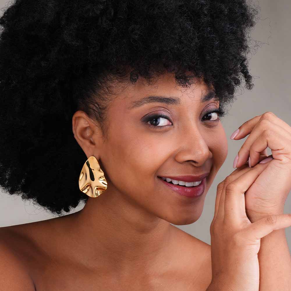 Golden Leaf Stud Earrings